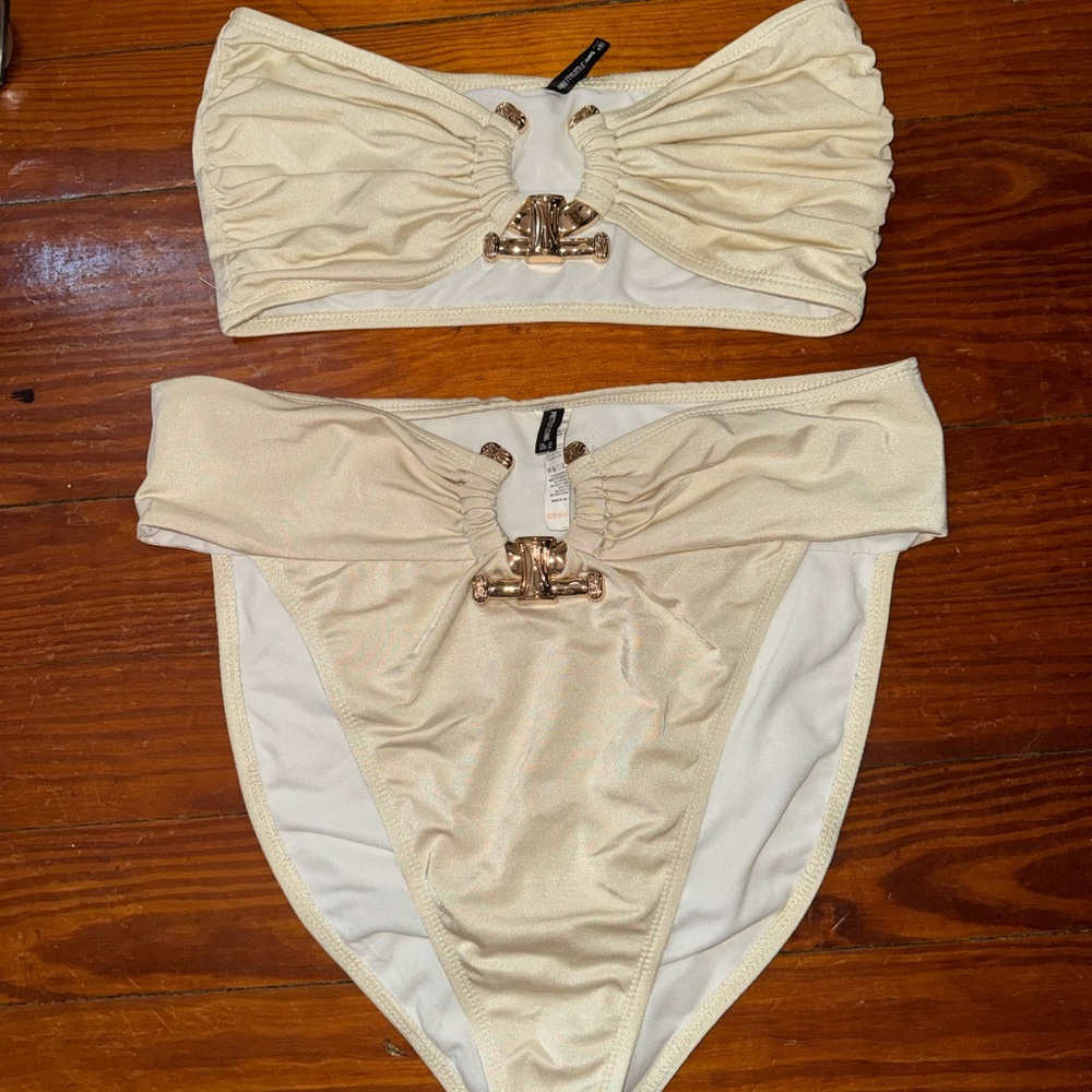 PrettyLittleThing Cream Bikini Set
